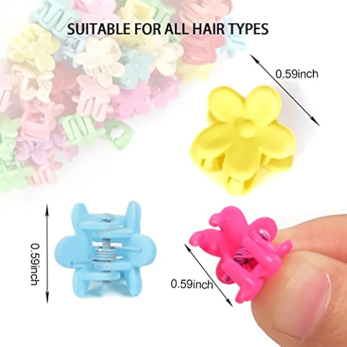 MODSIGHT Mini Hair Claw Clips for Girls, 50 Pcs Cute Flower Hair Claw with Box, Plastic Non-Slip Small Jaw Clips for Girls Baby Toddler Kids (Colorful) - Image 4